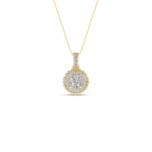 Rosett diamanthalssmykke i hvitt eller gult gull, 0,25ct TWSI