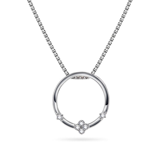 Diamanthalssmykke i hvitt og gult gull, 0.10ct TW/Si
