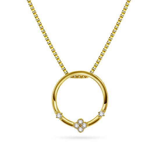 Diamanthalssmykke i hvitt og gult gull, 0.10ct TW/Si