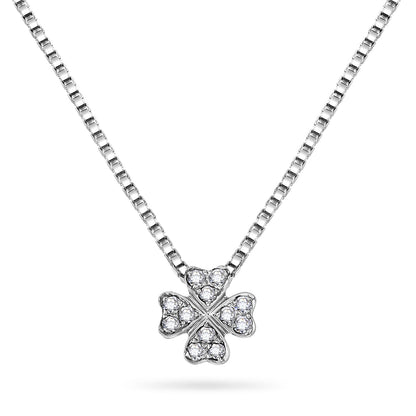 Diamanthalssmykke i hvitt og gult gull, 0.12ct TW/Si