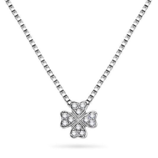 Diamanthalssmykke i hvitt og gult gull, 0.12ct TW/Si