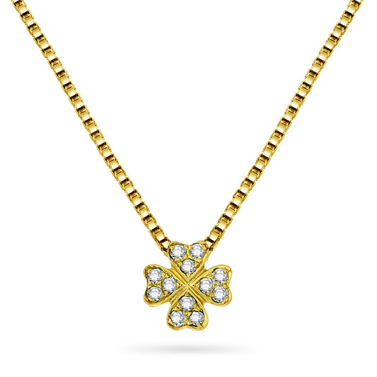 Diamanthalssmykke i hvitt og gult gull, 0.12ct TW/Si
