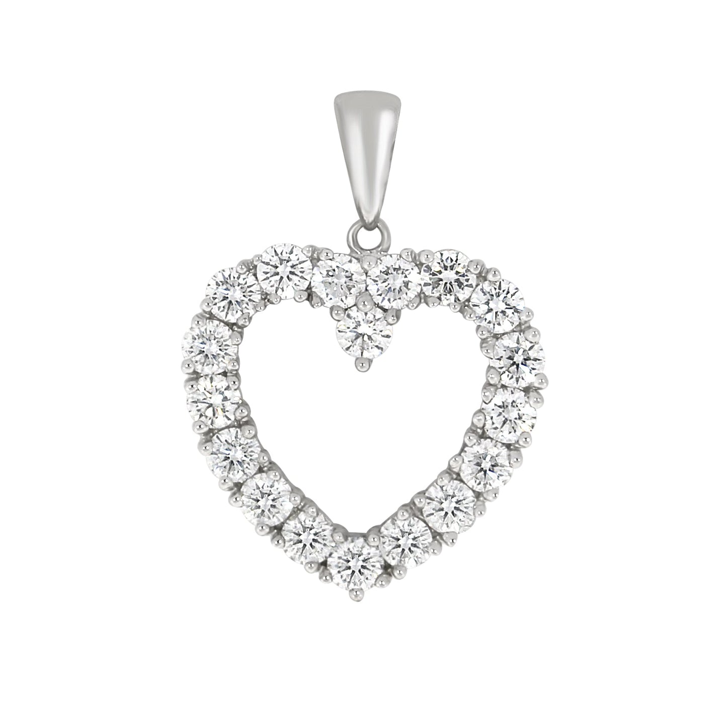 Hjerteanheng i 14kt Hvitt Gull,, 1.50ct TW/SI diamanter