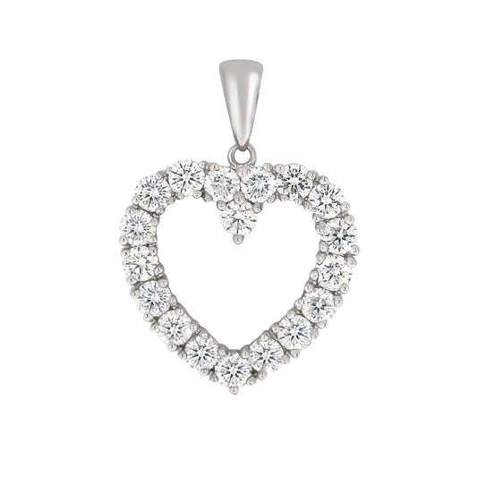 Hjerteanheng i 14kt Hvitt Gull,, 1.50ct TW/SI diamanter