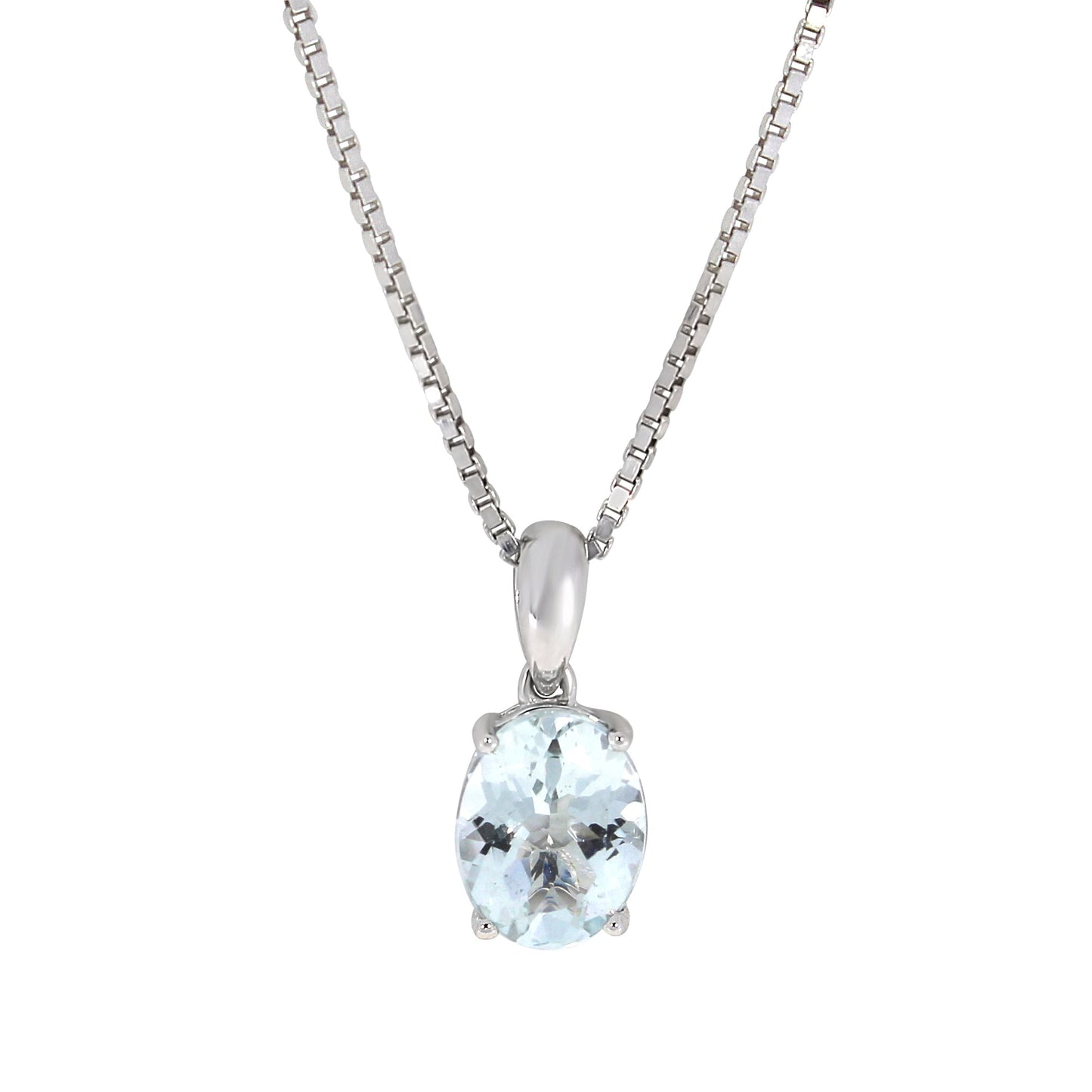 Halssmykke i Hvitt/Gult Gull (585) Med 2.50ct Aquamarine