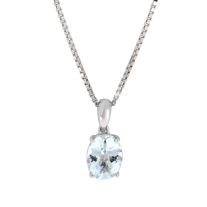 Halssmykke i Hvitt/Gult Gull (585) Med 2.50ct Aquamarine