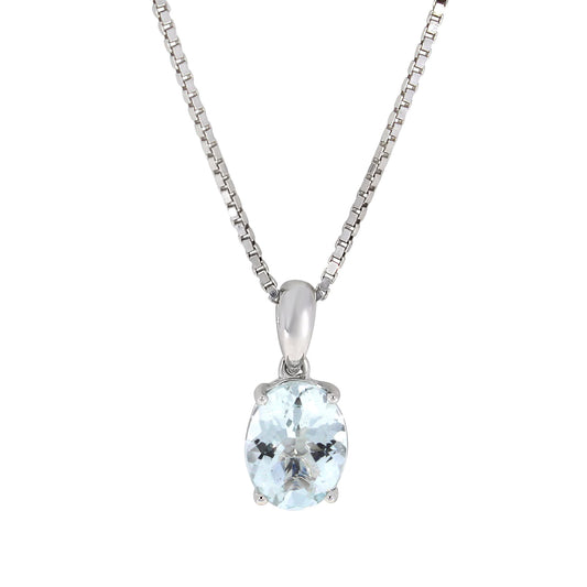 Halssmykke i Hvitt/Gult Gull (585) Med 2.50ct Aquamarine