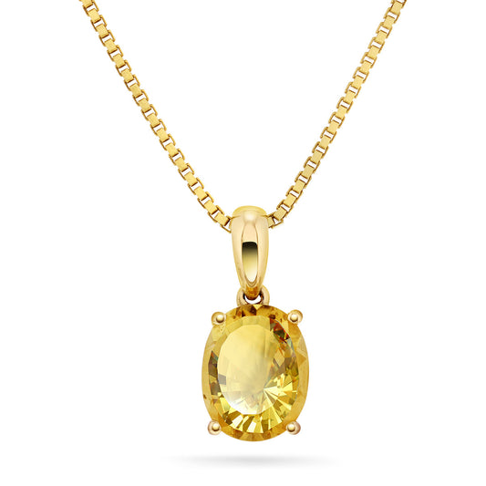 Halssmykke i Gult Gull (585) med 2.50ct Citrin