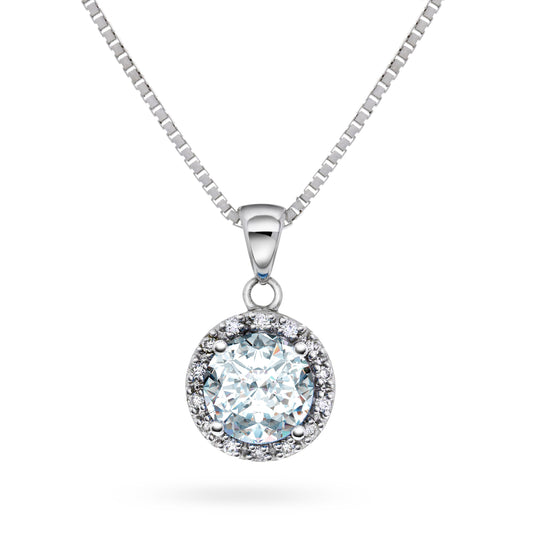Diamantanheng I Hvitt Gull (585) Med 0.15ct TW/SI Diamanter og 1.80ct Aquamarine