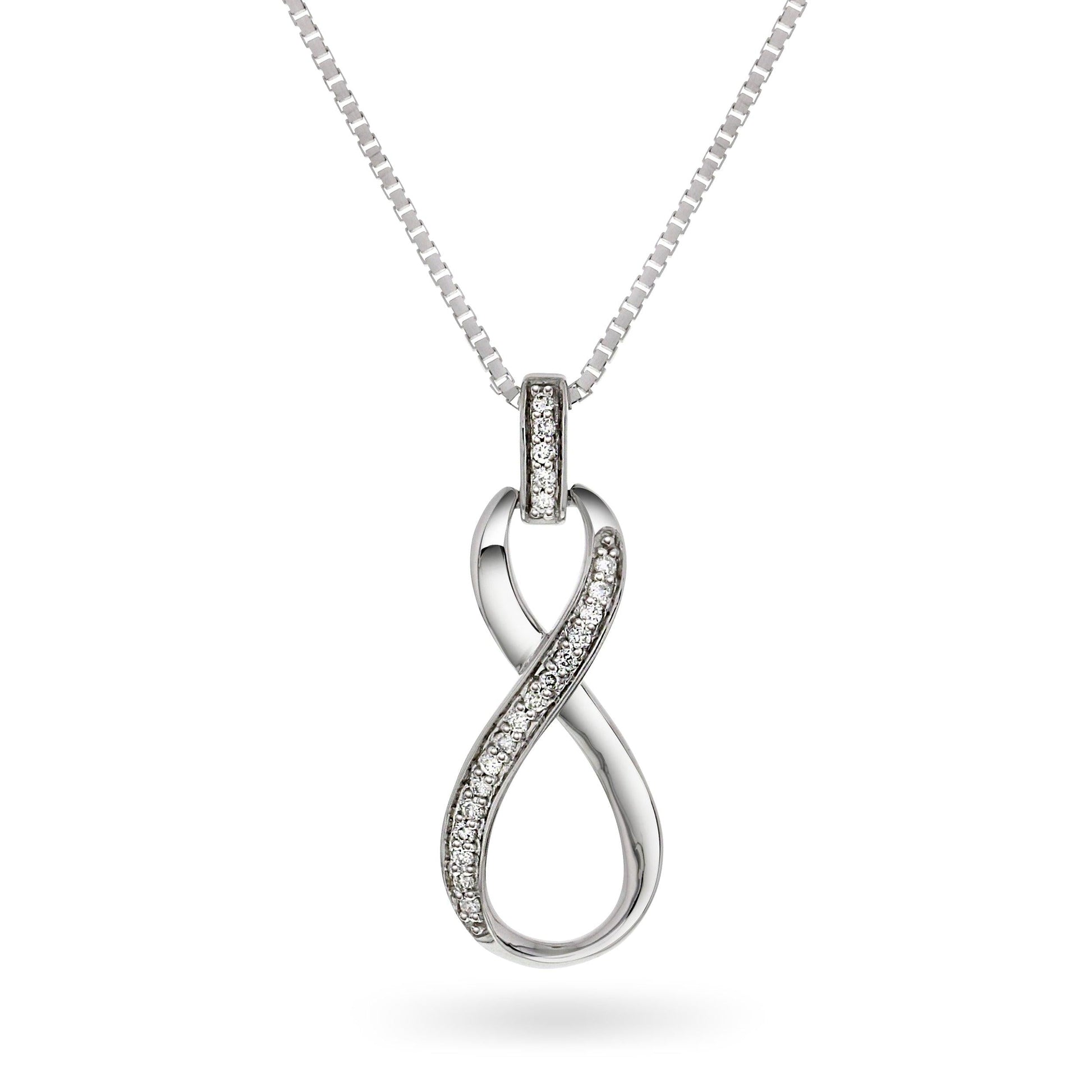 Diamant anheng evighetssymbol hvitt gull tot. 0.15ct TW/Si - Diamanthuset
