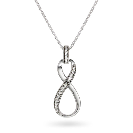 Diamant anheng evighetssymbol hvitt gull tot. 0.15ct TW/Si - Diamanthuset