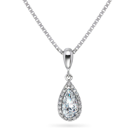 Diamantanheng I Hvitt Gull (585) Med 0.10ct TW/SI Diamanter og Aquamarine