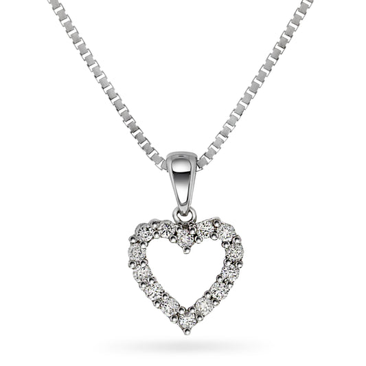 Hjerteanheng i 14kt Hvitt Gull,, 0.30ct TW/SI diamanter