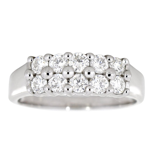 Diamantring i hvitt gull med 10 stener, 1.00ct TW/SI