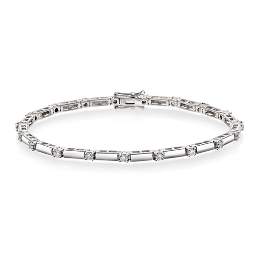 Armbånd i Hvitt Gull (585), 1.00ct TW/SI Diamanter