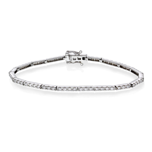 Diamantarmbånd i Hvitt Gull (585), 1.30ct TW/SI Diamanter