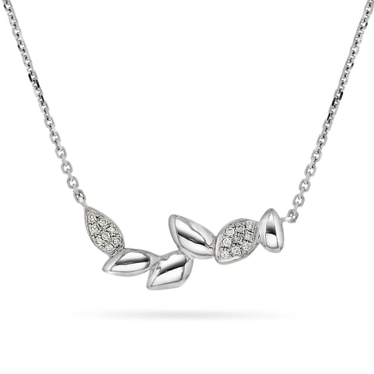Collier-Halssmykke i Hvitt/Gult Gull (585), 0.15ct TW/SI Diamanter