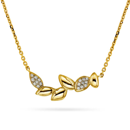 Collier-Halssmykke i Hvitt/Gult Gull (585), 0.15ct TW/SI Diamanter