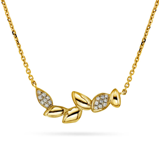 Collier-Halssmykke i Hvitt/Gult Gull (585), 0.15ct TW/SI Diamanter