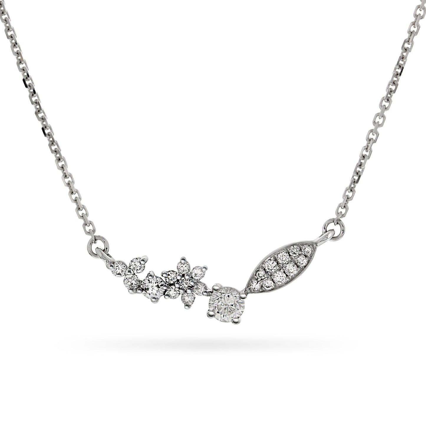 Collier-Halssmykke i Hvitt Gull (585), 0.45ct TW/SI Diamanter
