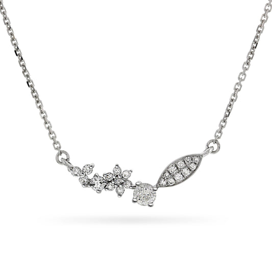 Collier-Halssmykke i Hvitt Gull (585), 0.45ct TW/SI Diamanter