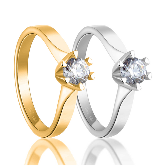 Victoria enstens diamantring i hvitt eller gult gull, 1.00CT TWSI -  Med Intenasjonalt Diamantsertifikat