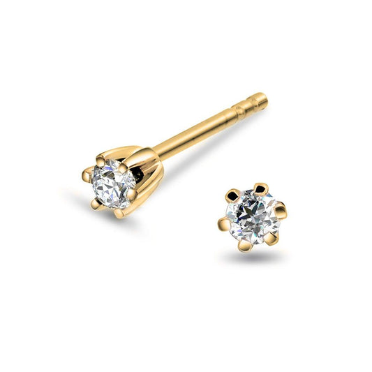 Eloise enstens diamant øredobber 14kt gult gull 0.10ct TW P - Diamanthuset