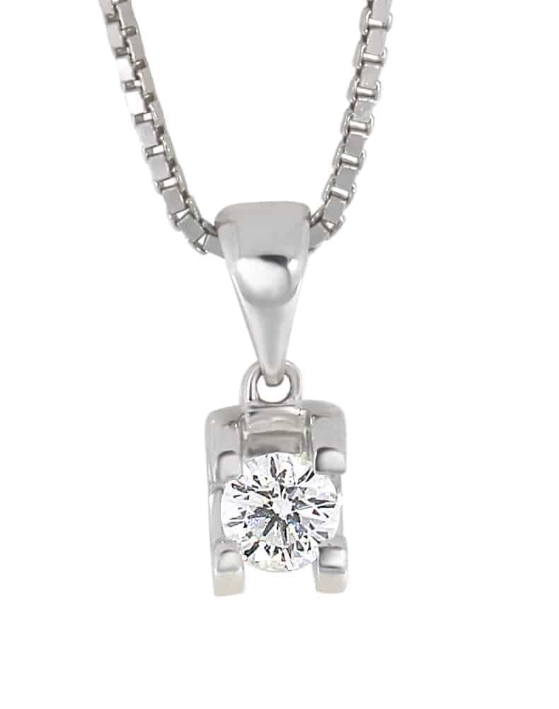 Carmen enstens halssmykke i hvitt gull, 0.20CT TWSI - Diamanthuset