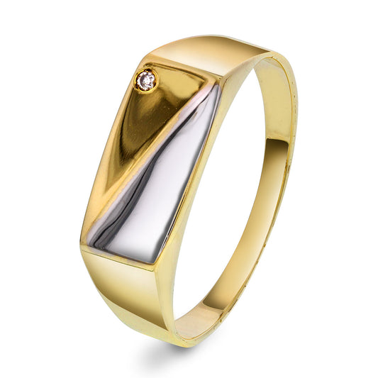 Signetring, tofarget med en Diamant