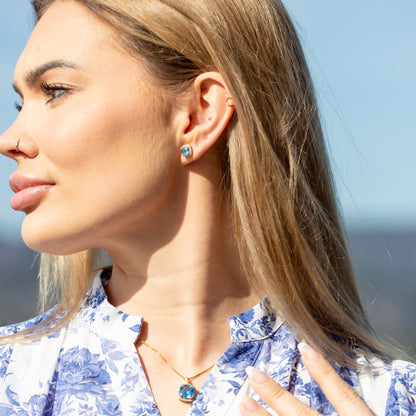 Bloom Diamantørepynt i Gult Gull - 0.30ct tw/si Diamanter - 2.10ct Blå Topas  - 14kt Gull (585)