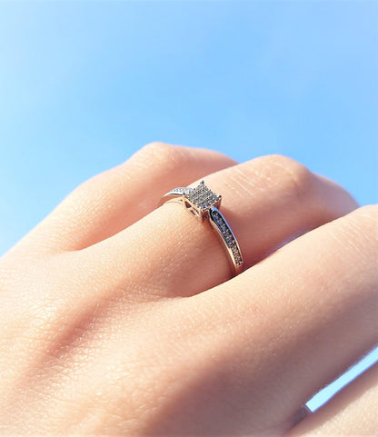 Diamantring firkantet med 0,15ct tw/si i hvitt gull--Diamanthuset--