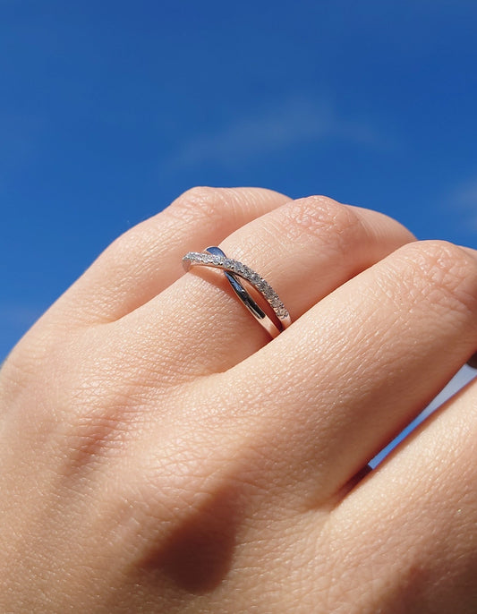 Diamantring i hvitt gull totalt 0,25ct TW/SI