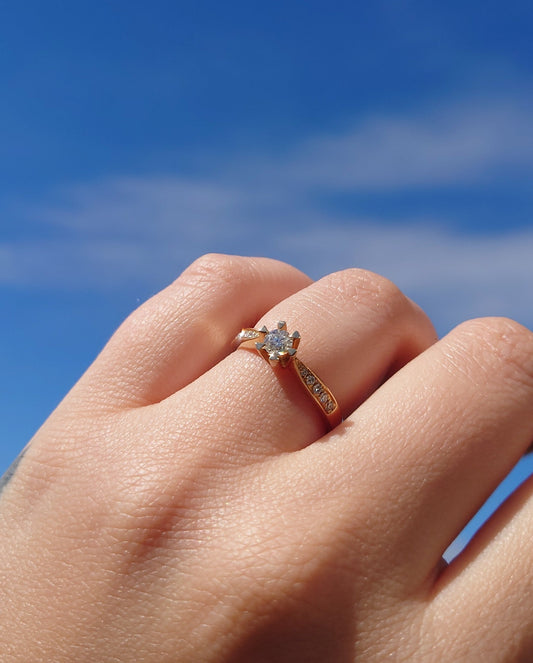 Diamantring i gult gull 0,40ct TWSI