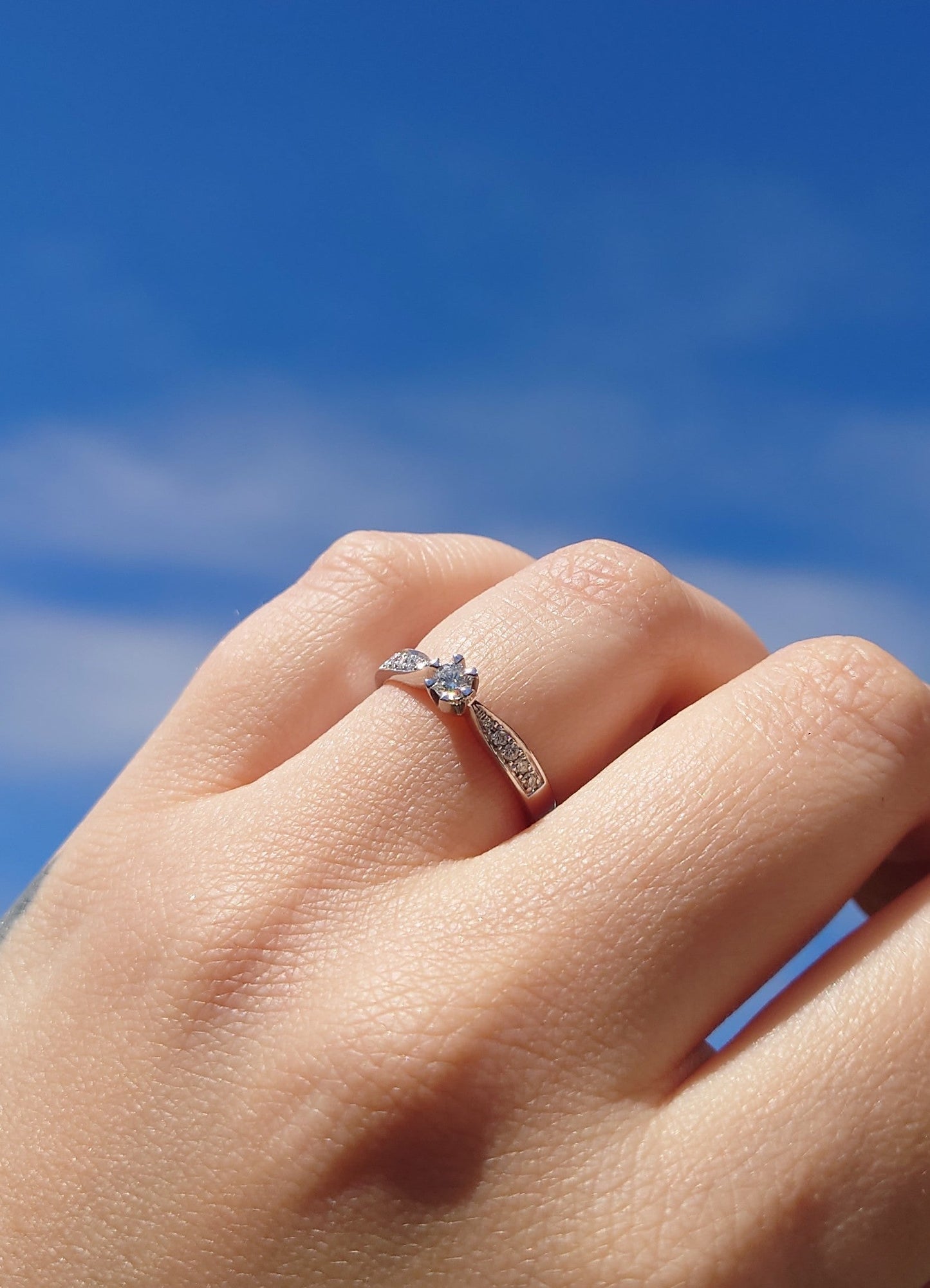 Diamantring i Hvitt/Gult Gull, 0,28ct TWSI Diamanter