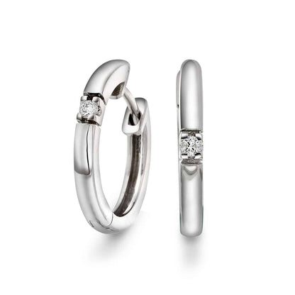 Diamant øreringer m/1 diamant tot.0,06ct tw/s - Diamanthuset