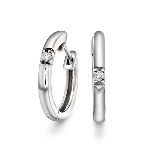 Diamant øreringer m/1 diamant tot.0,06ct tw/s - Diamanthuset
