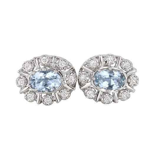 Diana Diamantørepynt i 14kt Hvitt Gull (585) med Aquamarine og 0.16ct TW/SI Diamanter