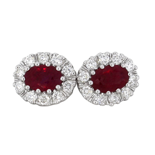 Diana Diamantørepynt i 14kt Hvitt Gull (585), 1.30ct Rubin og 0.50ct TW/SI Diamanter