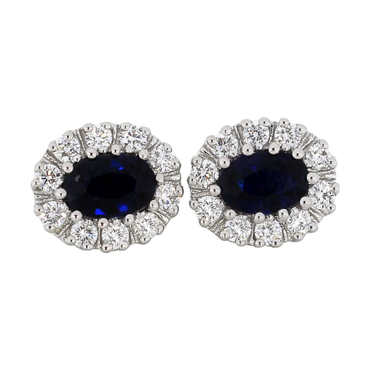 Diana Diamantørepynt i 14kt Hvitt Gull (585), 1.30ct Safir og 0.50ct TW/SI Diamanter