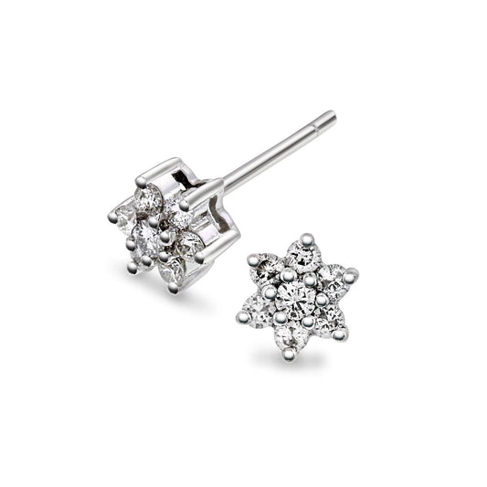 Diamant rosett øredobber i hvitt gull, 0.25ct TWSI - Diamanthuset