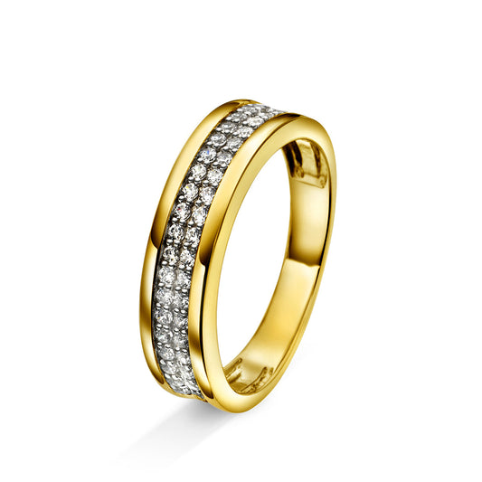 Amore giftering ring i gult/hvitt gull med 2 rekker med 0.35ct tw/si diamanter