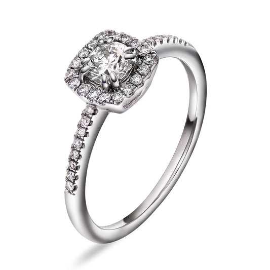 Diamantring i Hvitt Gull (585) med Tot. 0.70ct TW/SI Diamanter