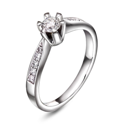 Diamantring i Gult/Hvitt Gull, 0.45ct TW/SI Diamanter