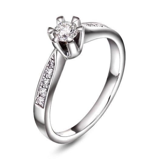 Diamantring i Gult/Hvitt Gull, 0.45ct TW/SI Diamanter