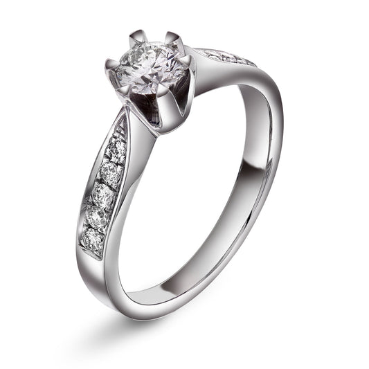 Diamantring i Hvitt Gull (585) med Tot. 0.70ct TW/SI Diamanter
