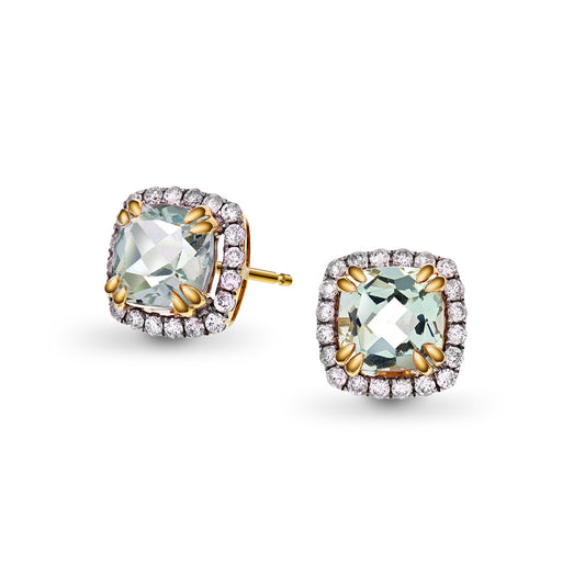 Bloom Diamantørepynt i Gult Gull - 0.30ct tw/si Diamanter - 2.10ct Grønn Ametyst  - 14kt Gull (585)