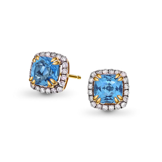 Bloom Diamantørepynt i Gult Gull - 0.30ct tw/si Diamanter - 2.10ct Blå Topas  - 14kt Gull (585)