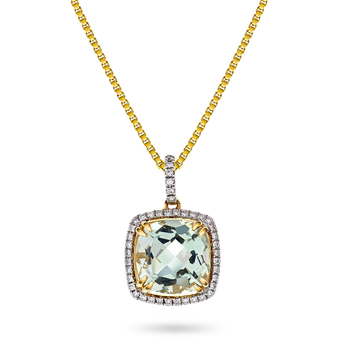 Bloom Diamantanheng i Gult Gull - 0.20ct tw/si Diamanter - 4.10ct Grønn ametyst  - 14kt Gull (585)