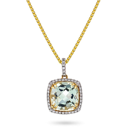 Bloom Diamantanheng i Gult Gull - 0.20ct tw/si Diamanter - 4.10ct Grønn ametyst  - 14kt Gull (585)