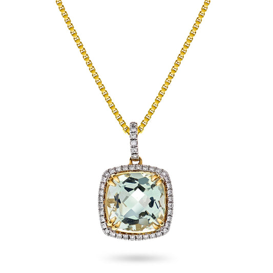 Bloom Diamantanheng i Gult Gull - 0.20ct tw/si Diamanter - 4.10ct Grønn ametyst  - 14kt Gull (585)